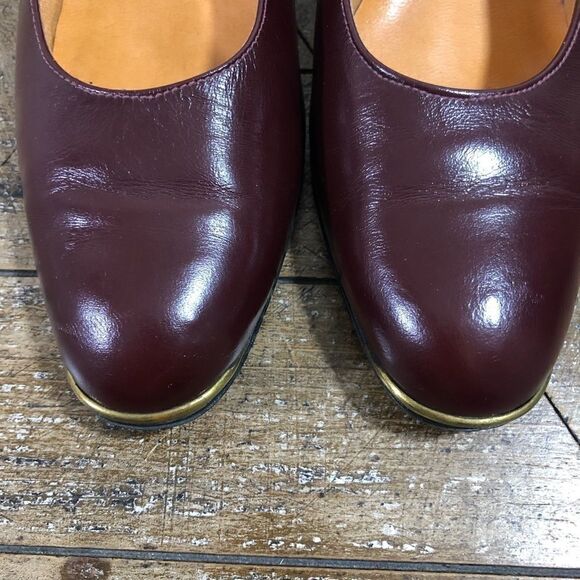 Vintage Etienne Aigner Oxblood Leather Pumps Size 7.5 Narrow - Picture 4 of 9